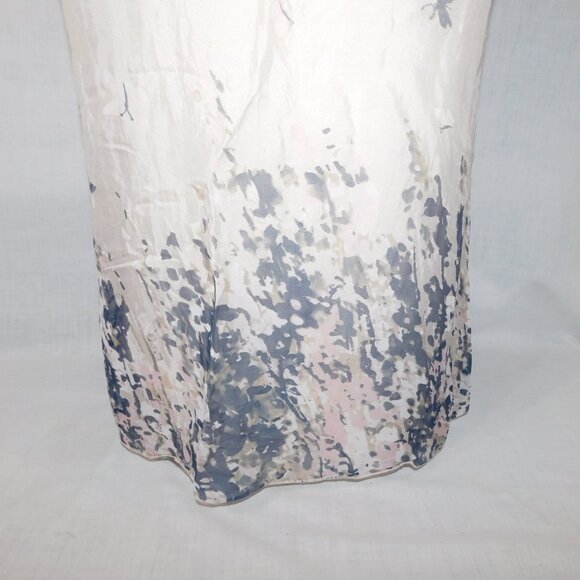 Carla Conti ivory silk abstract butterfly watercolour crochet lace cap sleeve L - Picture 12 of 13